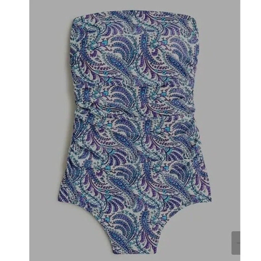 J. Crew Ratti Bandeau Paisley Print Swimsuit size 8